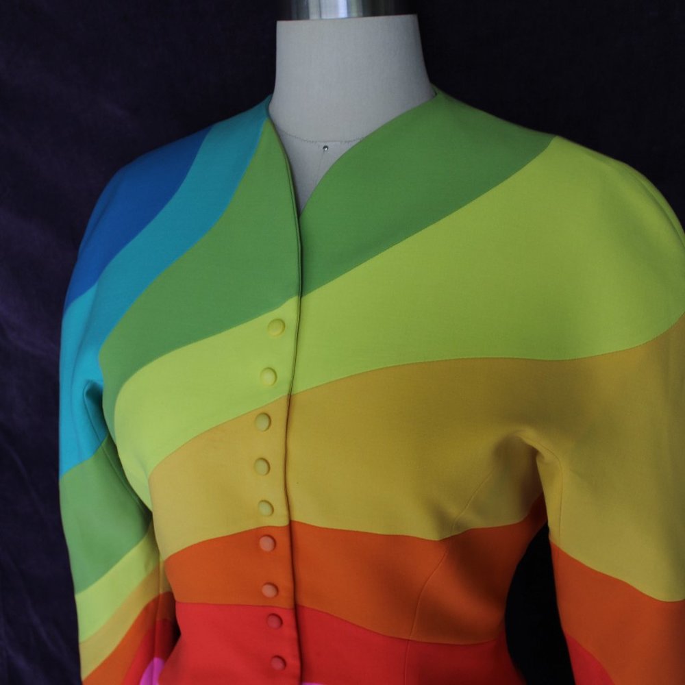 THIERRY MUGLER dress blazer jacket rainbow 42 - Picture 5 of 10